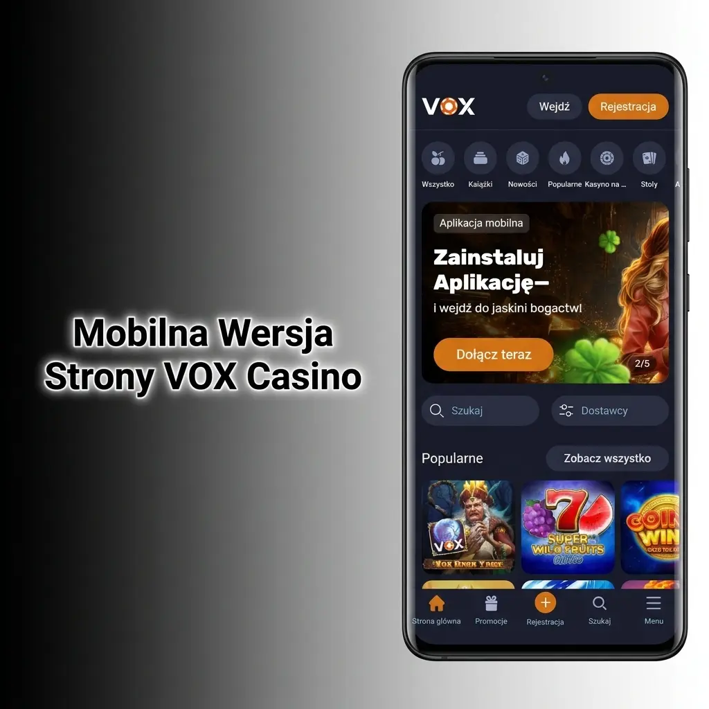 Mobilna wersja VOX Casino na smartfonie – zakłady sportowe, kasyno na żywo i płatności BLIK