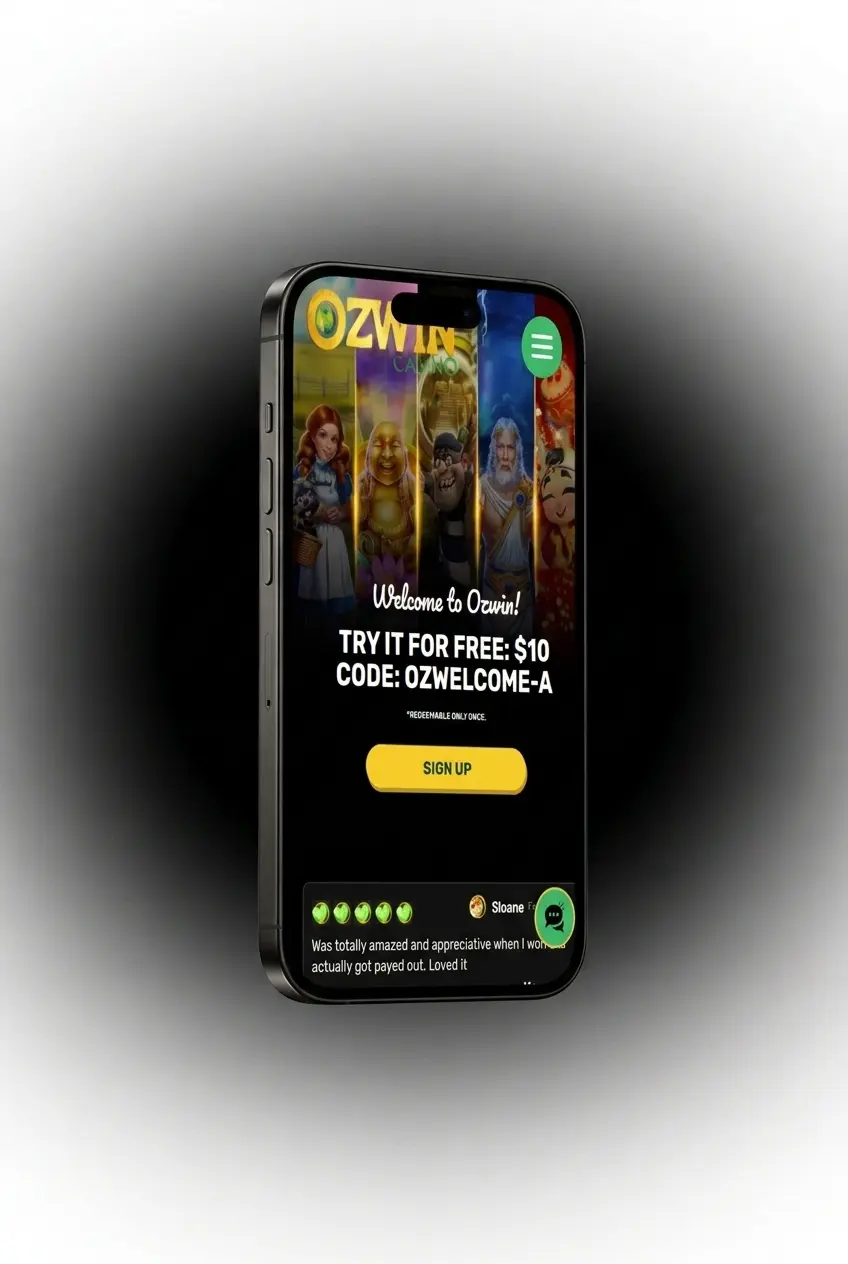 Ozwin mobile app registration screen showing sign-up steps for Australian players aged 18 and over in under 3 minutes