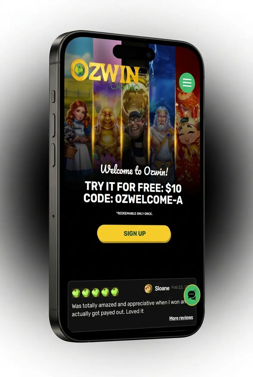 Ozwin mobile app registration screen showing step-by-step sign-up process for Australian players aged 18 and over