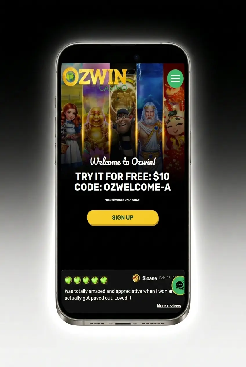 Ozwin mobile app login screen on iOS and Android showing email and password fields for account access