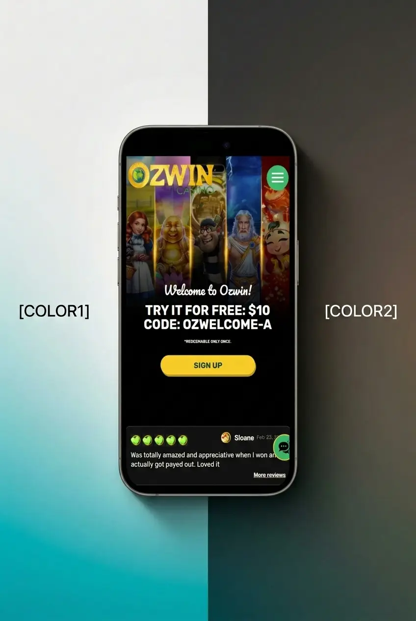 Step-by-step Ozwin sign up instructions showing a 5-step registration process for Australian players to create an account