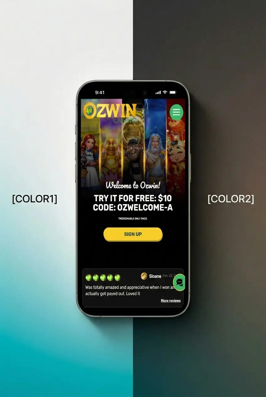 Step-by-step Ozwin sign up instructions showing a 5-step registration process for Australian players to create an account