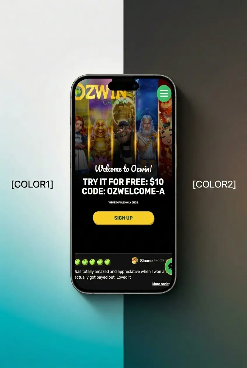 Step-by-step Ozwin sign up instructions showing a 5-step registration process for Australian players to create an account