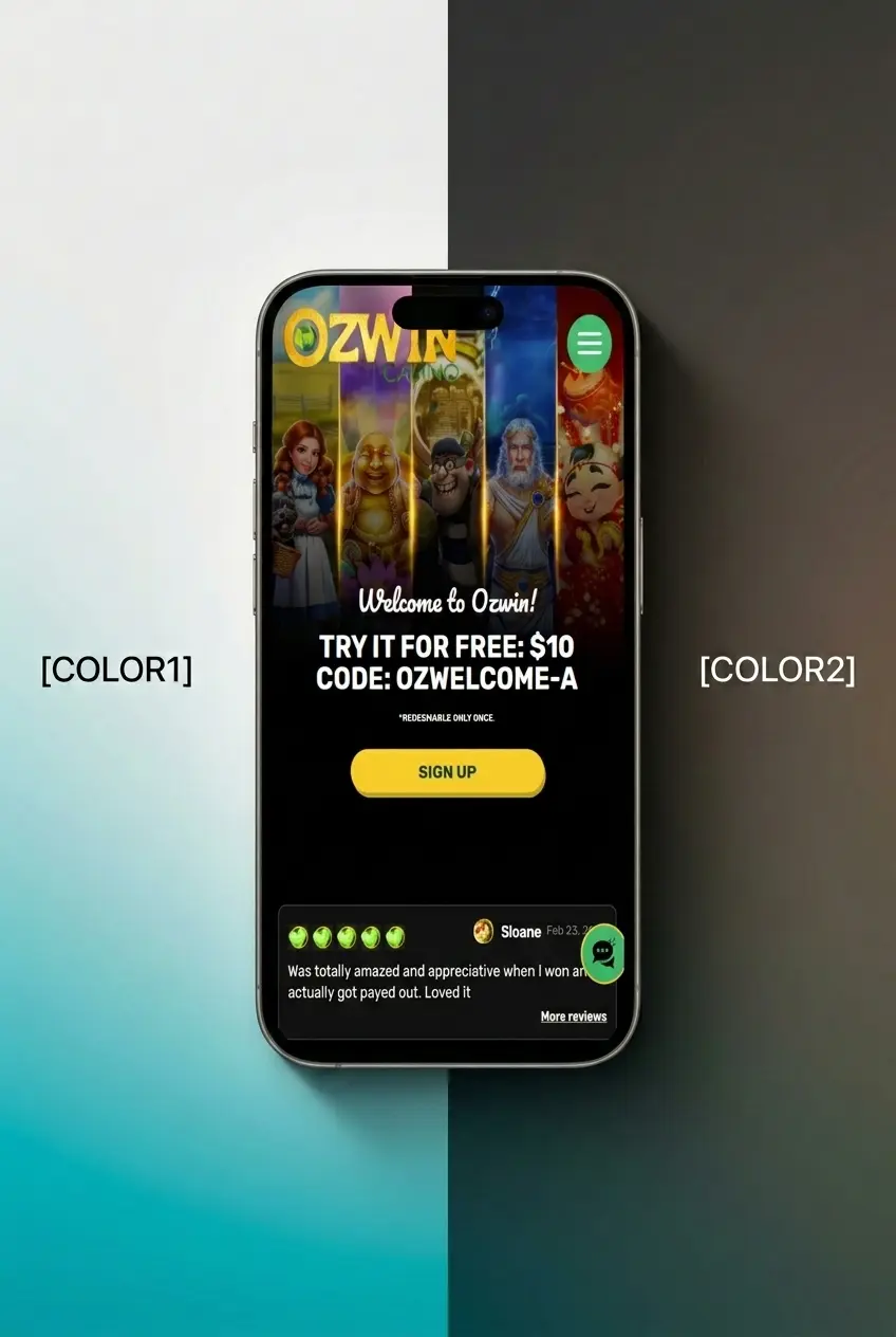 Step-by-step Ozwin sign up instructions showing a 5-step registration process for Australian players to create an account